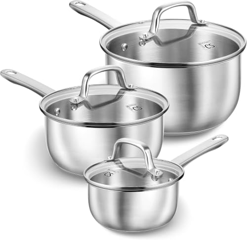 Stainless Steel Saucepan Set (Silver / 1+2+3 Quart)