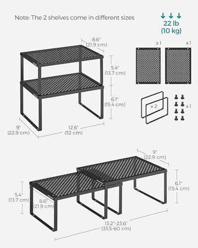 Set of 4 Metal Spice Racks (Ink Black / 4 Tiers (9"D x 12.6"W))