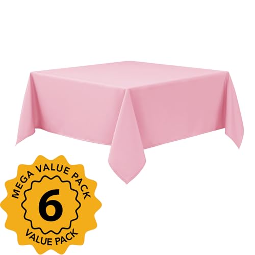 6 Pack Pink Tablecloths for Square Tables (Pink / 70x70 In, 6 Pack)
