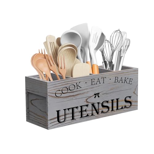 Extra Large Utensil Holder Countertop for Kitchen Counter (Grey)