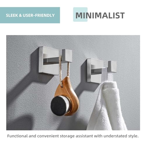 Bathroom Towel Hooks (2 Pack / Brushed Nickel)