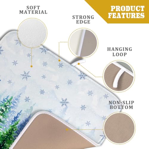 Winter Dish Drying Mat Forest Kitchen Mat for Counter for Home Season Decor 18 X 16 In (Winter Forest Bird / 18" x 16")