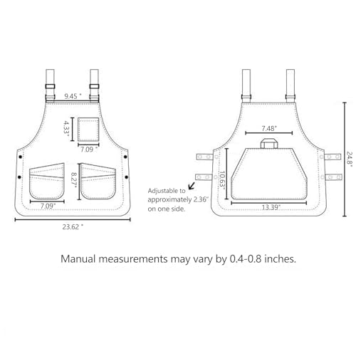 Waterproof Reversible Adjustable Bib Apron with 6 (6 Pockets Black)