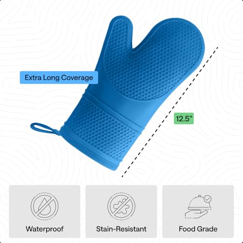 Silicone Oven Mitts (Aqua / 12.5" Oven Mitts)