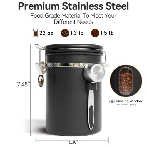 Coffee Canister with Window (Black / 22 oz)