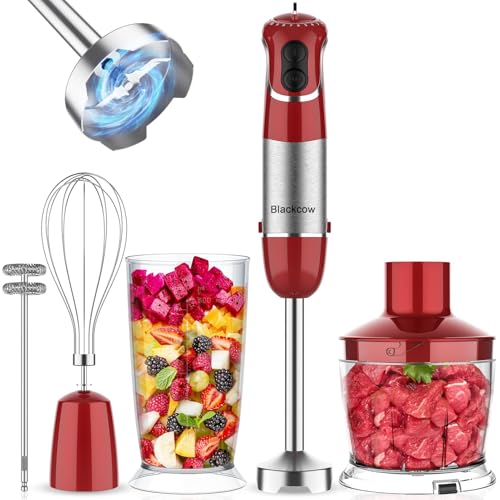 Immersion Blender Handheld (800 W & 12 Speed / Red)