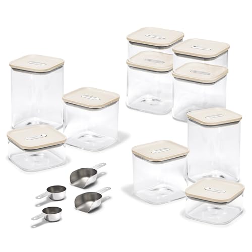 26 Piece Ultimate Airtight Glass Food Storage Containers with Lids (Cream / 26-Piece Set)