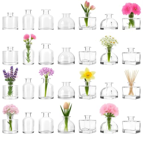 Glass Bud Vase Set of 28 Pcs