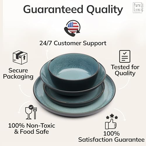 32 Piece Stoneware Dinnerware Set for 8 (Dark / Petrol / Set for 8 (32pcs))