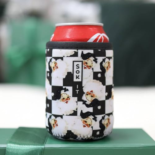 CanSok Sleeve for Beer & Soda Insulated Neoprene Cover (Checkin' It Twice / 12oz Slim Can Sleeve)