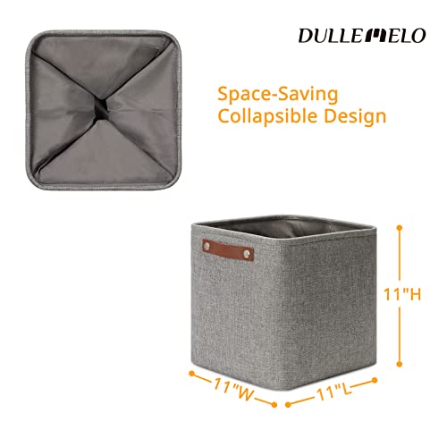 11 inch Cube Stroage Bins 4 Pack Small Grey Square Storage Baskets Cube Organizer (Grey / S-11"x11"x11")