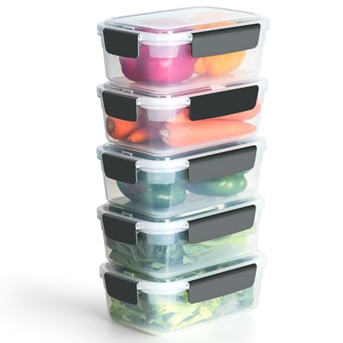 7cup Plastic Food Storage Containers With Lids For Leftover (7 cups)