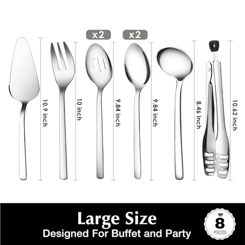 8 piece Large Hostess Serving Utensils Set (8 / Silver)