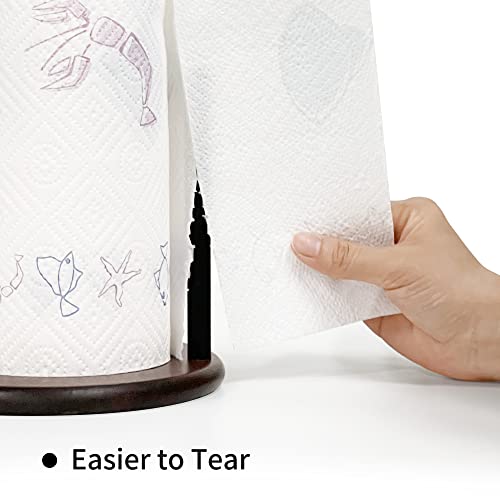 Paper Towel Holder Countertop with Real Wood Round Base