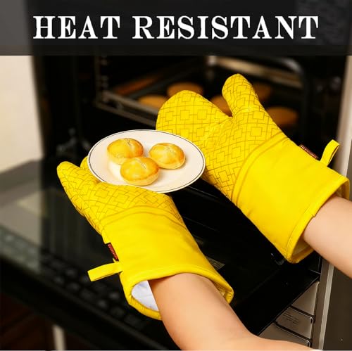 Oven Mitts and Pot Holders Sets 6pcs (Yellow)