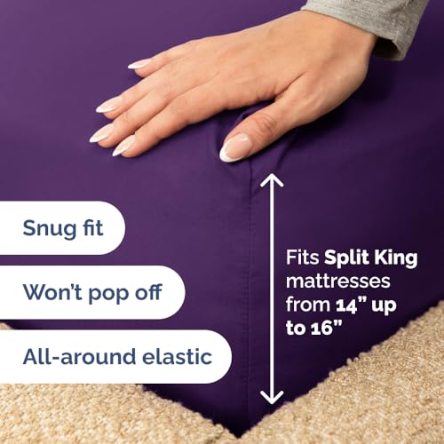 Flex Top Split Head King 4 Piece Sheet Set (36 - Purple / Split Head/Flex Top)