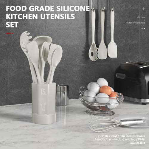 Silicone Cooking Utensils Set (Cream White)