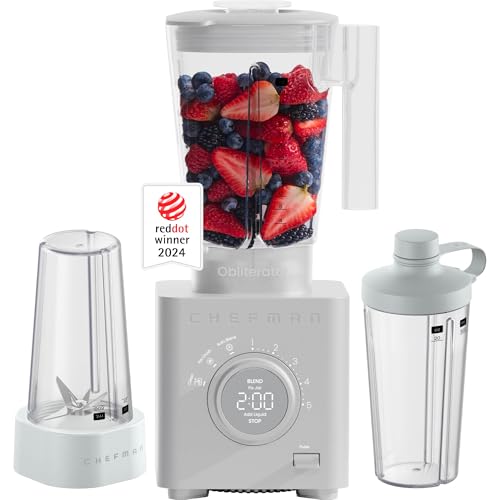 Obliterator 48 oz Countertop Blender for Smoothies (CONCRETE / Power Blender + 2 Travel Jars)