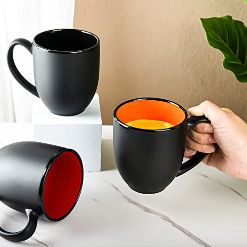 16oz ceramic Coffee Mug Sets with Large Handles Matte Black Porcelain Mug Multiple colors Cups for Coffee (16oz)