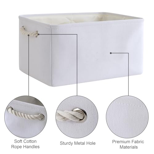 Storage Bins for Shelves (White Color / 3PCS/Medium -13.8Lx9.8Wx6.7H)