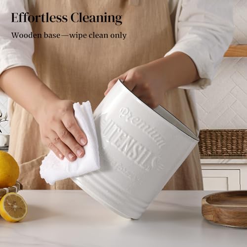 360° Rotating Extra Large Cooking Utensil Holder (White Text / 7.6 Inch)