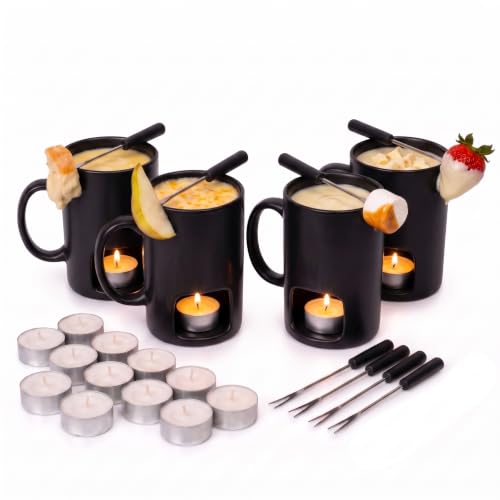 Mini Fondue Pot Set (Black / 4 Pack)