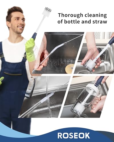 2 in 1 Bottle Brush with Straw Cleaner Brush (Navy Blue / 2pcs)