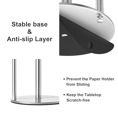 Paper Towel Holder Silver Stainless Steel Kitchen Countertop Roll Organizer