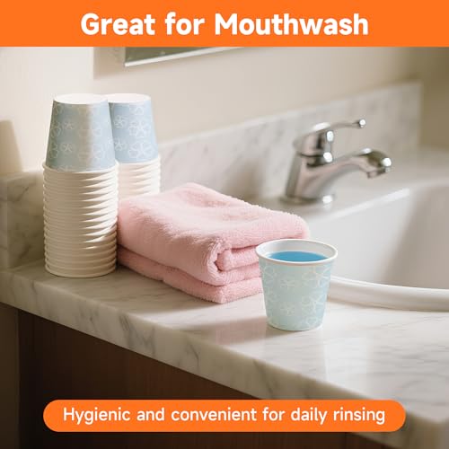 600 Pack 3 oz Bathroom Paper Cups for Mouthwash (Mist blue / 3 oz)