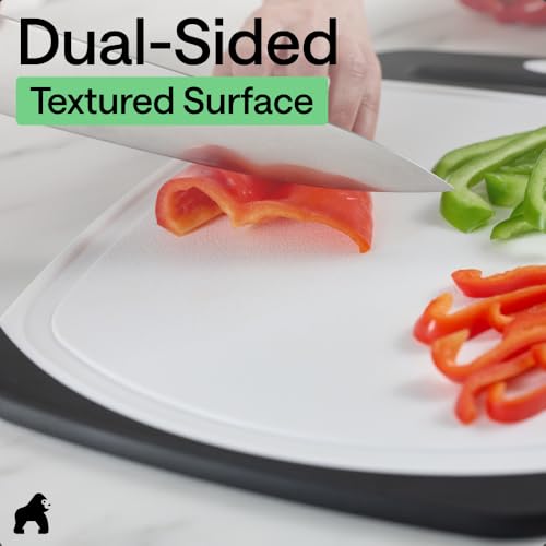 BPA Free Reversible Kitchen Cutting Board (Black/White / Large (Pack of 3))