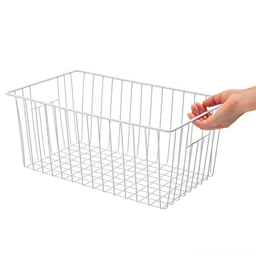 16Lx12Wx6H inch Wider Freezer Organizer Baskets Container (16in x 12in x 6in(3Packs) / White, 3Packs)