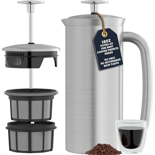 P7 French Press (18 oz / Brushed Stainless Steel)