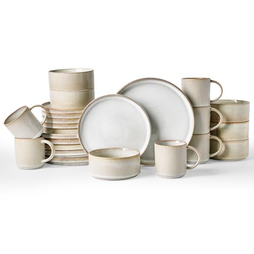 Star Dinnerware Sets with Mugs (Cappuccino White)