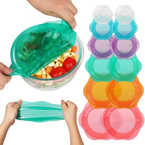 Silicone Stretch Lids for Food Storage in Fridge (12 Pcs Multicolor)