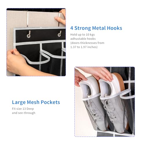 35 Pockets Over the Door Shoe Organizer (Black - 35 Pockets)