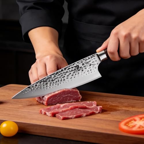 8 Inch Hammered Japanese Chef Knife (Silver)