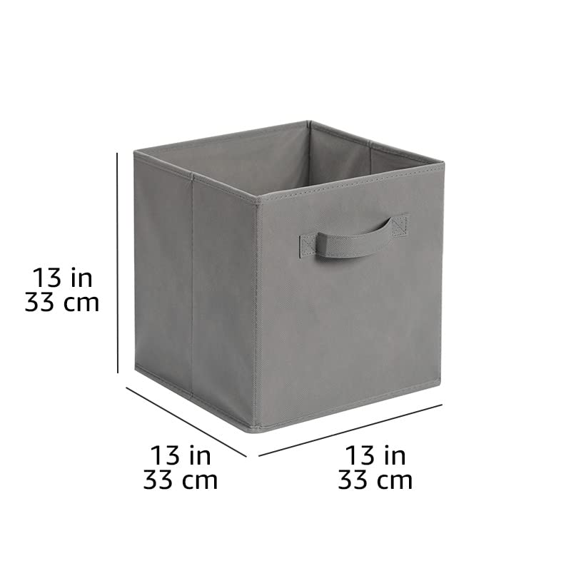 Collapsible Fabric Storage Cube Bins Organizer with Handles for Organizing (Gray / 13"x13"x13")