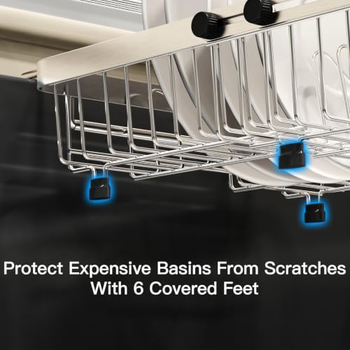 Expandable Dish Drying Rack Over The Sink with Anti Slip Grip (Silver / For 13-30" W Sink)