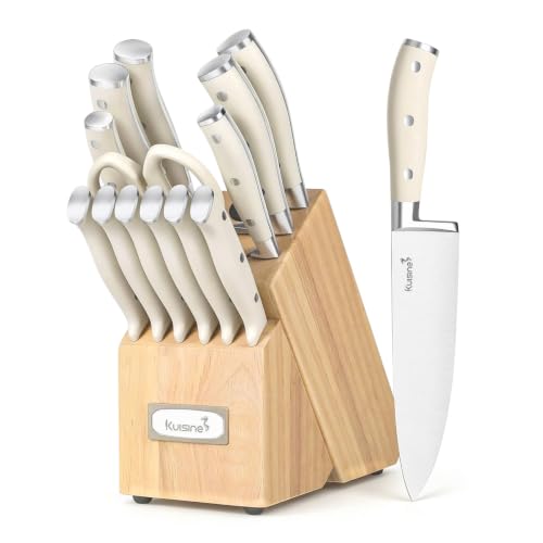 Upgraded Knife Set High Carbon Stainless Steel Ultra Sharp Blade Ergonomic Handle (15 Count)