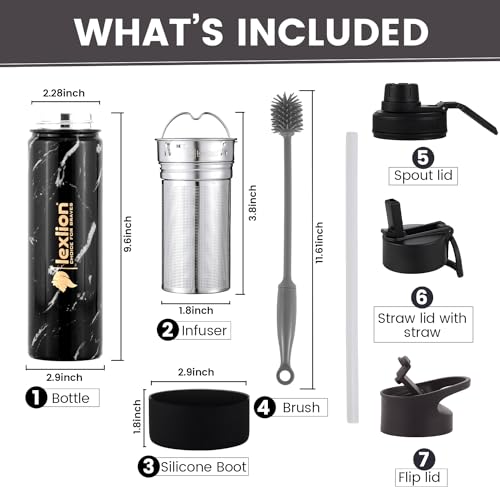 Tea Infuser Water Bottle 22 Oz (Marble / 22 Ounces)