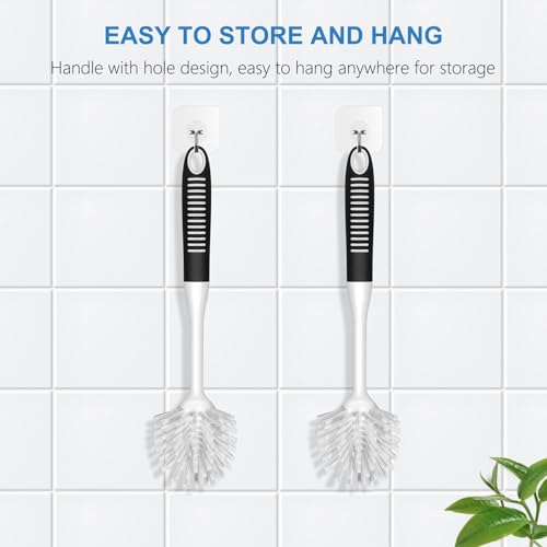 Dish Brush with Handle (Black-white / 2 pack)
