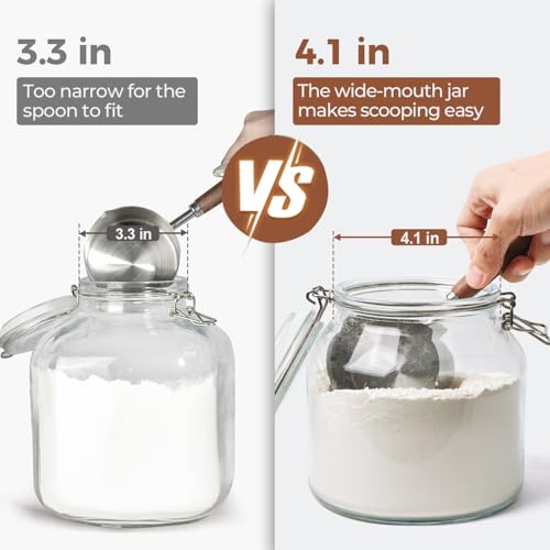 Glass Pantry Jars with Airtight Lids 74 oz 2 Pack Large Wide Mouth (74 fl oz x 2 - Wide Mouth)