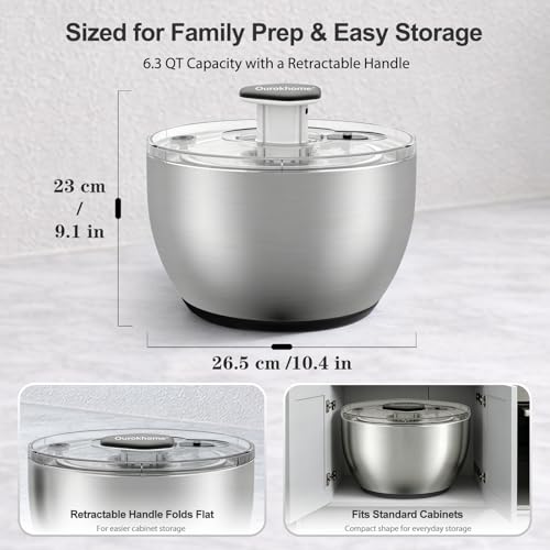 6.3 QT Stainless Steel Salad Spinner (6.3 QT)