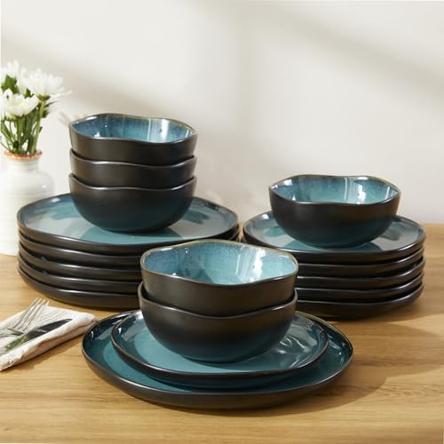 Stoneware Dinnerware Sets for 6 (Green Black / Set (18pcs))