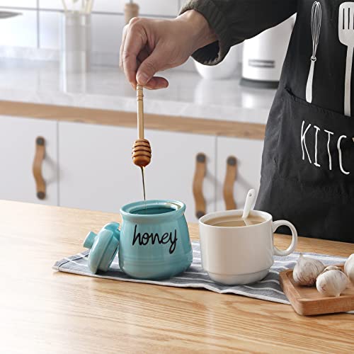 Honey Jar with Dipper and Lid (Turquoise)