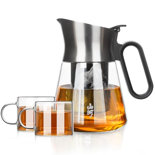 Glass Teapot with Infuser with 2 Cups for Loose Tea Steeper (23 oz (2 Cups))