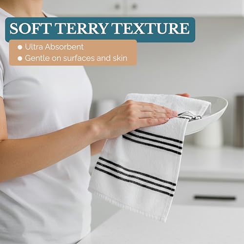 Kitchen Towel Set 8 Pc (Terry - Black / Kitchen Towel Set - 8 Pack)