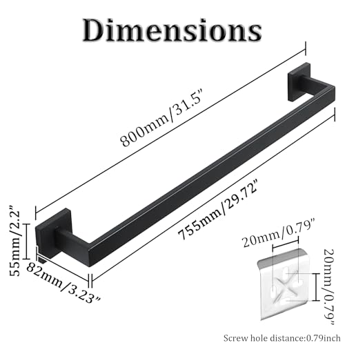 32 Inch Towel Bar for Bathroom Wall Mounted (Single 32 Inch(Assemble) / Matte Black)