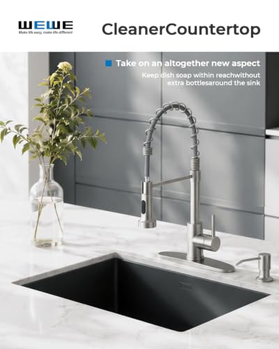 Utility Sink Faucet with Sprayer and Soap Dispenser (Brushed Nickel)