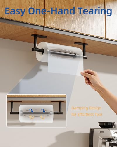 Paper Towel Holder Under Cabinet (Matte Black / One Hand Tear - Oval)